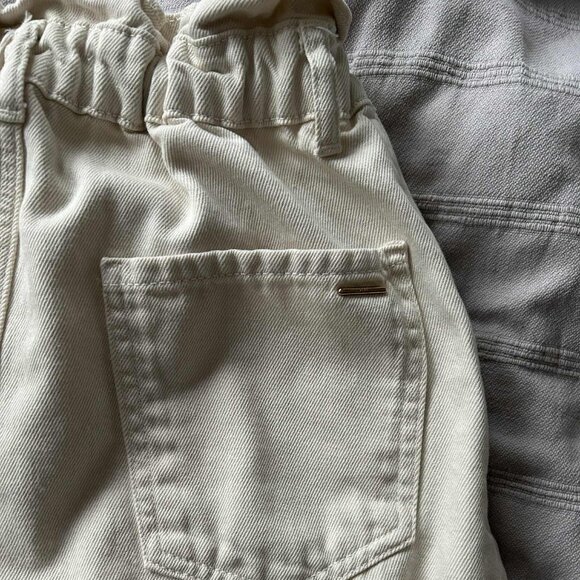 Zara Ecru Barrel Leg Paperbag Waist High Rise Sculptural Denim Jeans - US 4 - Picture 12 of 12